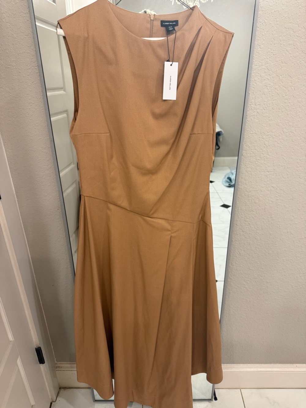 Karen Millen Camel Sleeveless Midi Dress